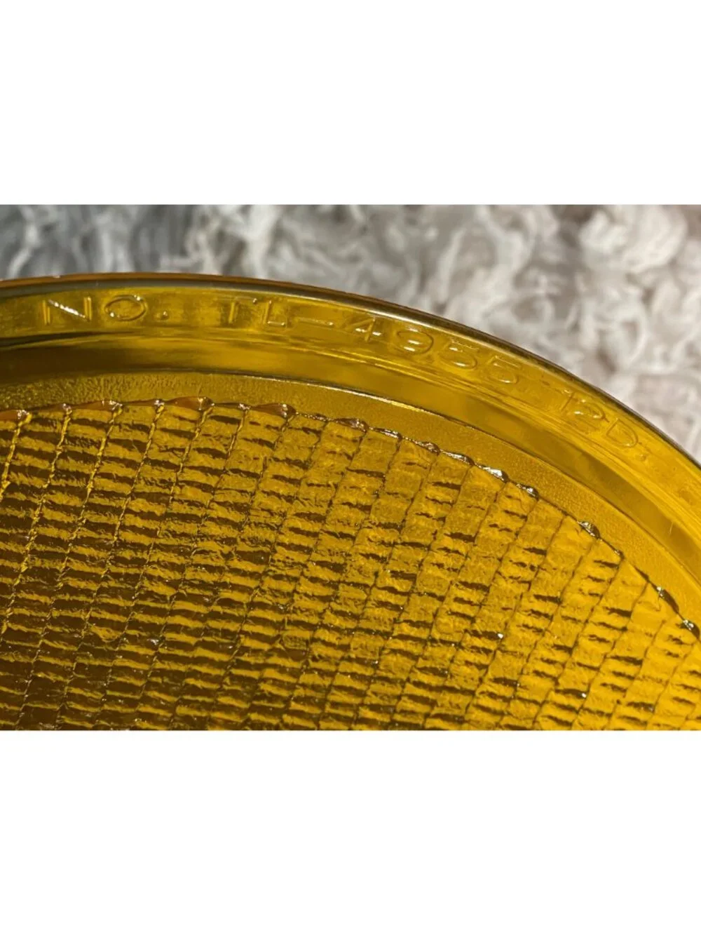 Vintage Amber Glass Industrial Reflector Lens Koroseal Round Decor